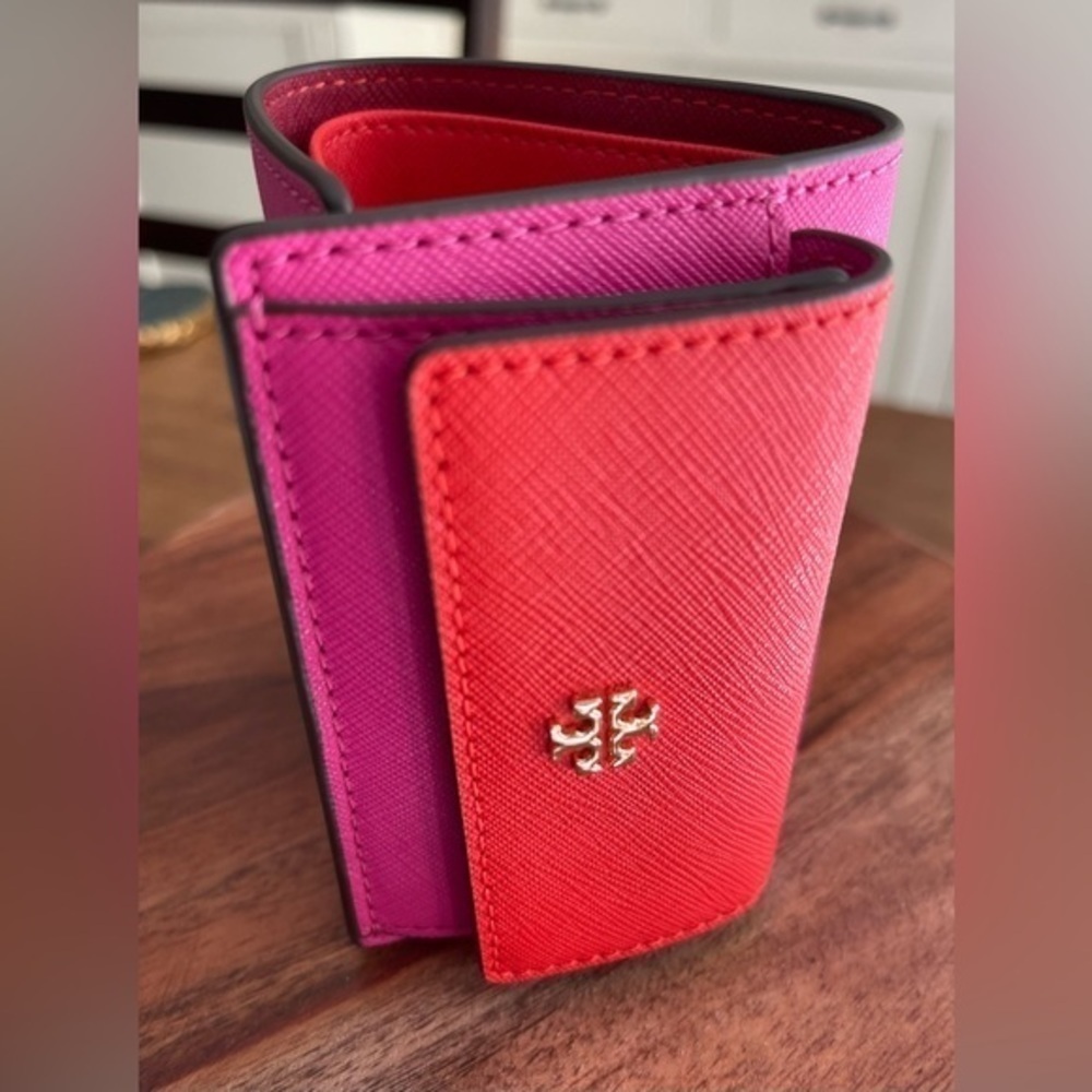 Tory Burch Red and Pink Trifold Wallet - Picture 3 of 8